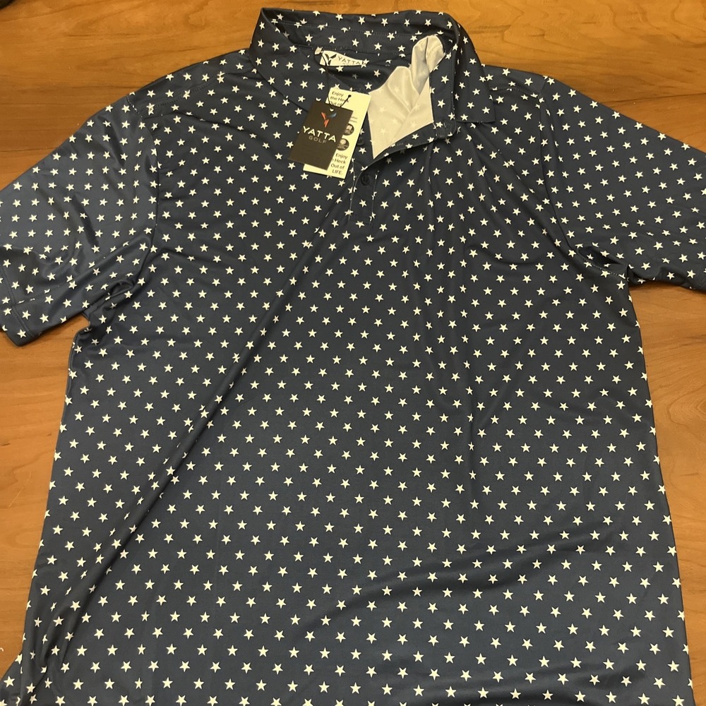 Yatta Golf Fourth Of July All Over Print Star Polo Size 2XL - Picture 2 of 7